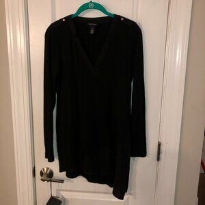 White House Black Market womens blouse diagonal bottom cut black size XS